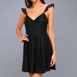 Lulus Absolutely Adorable Black Lace Skater Dress